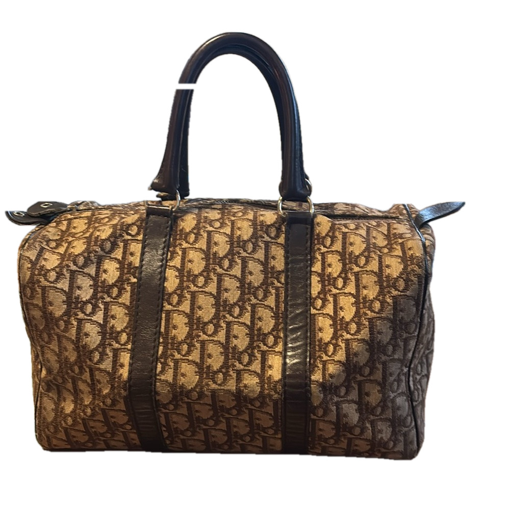 Dior Vintage Brown Monogram Trotter Boston Bag
